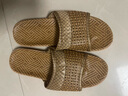 草鞋藤草手工編織亞麻拖鞋女夏包頭防滑室內家用防滑涼托鞋男夏天脫鞋扡扦鞋 棕色開(kāi)口 25cm適合37-38碼 曬單實(shí)拍圖