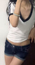 柯蘭娜美式辣妹高腰性感超短褲熱褲牛仔褲女夏季深藍(lán)色設(shè)計(jì)感卷邊短褲子 藍(lán)色 L （105-120斤） 曬單實(shí)拍圖