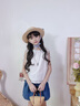 乖妮貓女童夏裝套裝2025新款兒童韓系穿搭中大童夏娃娃衫牛仔短褲兩件套 上衣+牛仔短褲 160 碼 曬單實拍圖