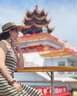 妝羽婉草帽女海邊法式大頭圍遮陽帽防曬帽草編平頂太陽帽平檐帽子沙灘帽 曬單實(shí)拍圖
