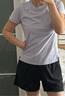 駱駝（CAMEL）速干短袖短褲運動服女跑步訓(xùn)練兩件套裝 C25BARLG048 白藤紫 M 曬單實拍圖