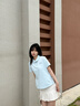 真維斯（Jeanswest）短袖t恤女2025新款學(xué)生黨戶(hù)外運動(dòng)速干體恤夏季防曬polo領(lǐng)上衣HG 微風(fēng)藍(優(yōu)雅結藍胸標) L (165/88A) 曬單實(shí)拍圖