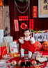 G.DUCKKIDS小黃鴨女童套裝春秋款連衣裙周歲女寶寶公主裙禮服兒童秋冬兩件套 紅色春秋套裝（花朵款?yuàn)A子） 90 尺碼1~2歲【 80-90cm】 曬單實(shí)拍圖