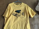 馬登工裝 美式復古深海魚(yú)植絨印花T恤重磅純棉圓領(lǐng)短袖體恤男夏季 金沙黃 M 曬單實(shí)拍圖