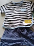 嘟嘟家寶寶夏款短袖T恤套裝兒童休閑T恤防蚊褲卡通衣服夏裝女童兩件套潮 條紋T恤+深藍色褲子 90 曬單實(shí)拍圖