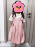 G.DUCKKIDS小黃鴨女童夏季連衣裙套裝2025新款夏裝小女孩短袖背帶裙兩件套 粉色送小兔掛件 120 (建議105-115cm 4-5.2周歲) 曬單實(shí)拍圖