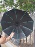 傘小滿(mǎn)全自動(dòng)雨傘大號加固加厚結實(shí)抗風(fēng)折疊太陽(yáng)傘遮陽(yáng)防曬雙人晴雨兩用 140骨-黑膠晴雨傘（抹茶綠） 曬單實(shí)拍圖