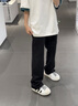真維斯（Jeanswest）330g重磅休閑褲男春秋季寬松直筒大碼闊腿褲男士耐磨抗皺運(yùn)動(dòng)褲潮 麻灰(純色) XL (180) (不起球不掉色) 曬單實(shí)拍圖