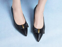 康莉真皮高跟鞋女秋新款酒杯跟法式尖頭蝴蝶結時(shí)尚通勤百搭職業(yè)鞋 黑色 34 曬單實(shí)拍圖