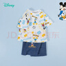 迪士尼寶寶（Disney Baby）童裝男童套裝潮酷米奇短袖套裝舒適柔軟24年夏新品 白色+牛仔藍(lán) 90 曬單實(shí)拍圖