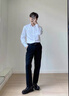 男女同款短袖襯衣夏季商務(wù)正裝長袖襯衫工作服白領(lǐng)企業(yè)定制LOGO 男士藍(lán)色長袖襯衫 XL 曬單實拍圖