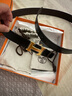 愛馬仕（HERMES）愛馬仕皮帶男士雙面皮帶腰帶H扣黑色/巧克力寬32MM 七夕送禮 金色亮面扣 黑色/巧克力色 95 曬單實拍圖