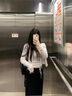 燦圖黑色潮流闊腿休閑褲女夏季高腰顯瘦直筒拼接小個子寬松拖地運(yùn)動褲 黑色 M 【建議90-110斤】 曬單實(shí)拍圖