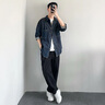 JEEP SPIRIT吉普牛仔襯衫男秋季美式工裝復(fù)古外套男長袖襯衣男裝 深藍(lán) XL 曬單實(shí)拍圖