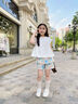 優(yōu)優(yōu)1點（Yoyo one）女童短褲夏季外穿全棉碎花女孩裙褲夏天2025新款兒童夏裝褲子五分 2228紫色 120 120cm 曬單實拍圖
