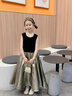 思妙星鋼琴演奏晚禮服女童輕奢公主裙兒童小主持人管樂團(tuán)合唱指揮演出服 黑金色 160 曬單實(shí)拍圖