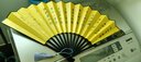 六品堂10寸古風(fēng)扇子折扇中國風(fēng)男士款夏季絹布折疊夏天竹扇漢服隨身扇子 【千里江山圖】 曬單實(shí)拍圖