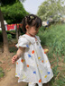 巴拉巴拉【XIAOLI筱李I(lǐng)P】童裝女童連衣裙夏裝純棉泡泡肌理印花裙 白黃色調(diào)00313 100cm 曬單實(shí)拍圖
