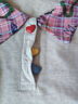 LDBE美式復(fù)古小狗刺繡假兩件短袖t恤女夏季新款學(xué)院風(fēng)polo領(lǐng)拼接上衣 白灰色 M 曬單實(shí)拍圖