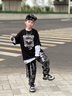 街舞兒童潮服男童長袖嘻哈演出服套裝炸街架子鼓走秀表演服兩件套 3件套（無配飾） 上衣+褲子+破洞 150 （建議140-150CM身高） 曬單實拍圖