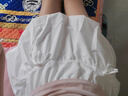 小野七天花苞短裙夏季甜美百搭少女感壓褶蓬蓬裙松緊腰蝴蝶結綁帶燈籠裙 【白色 S】 曬單實(shí)拍圖