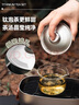 哲品游俠合一陶瓷旅行茶具套裝便捷式整套送禮盒戶外茶具茶盤露營旅游 材質(zhì)升級-結(jié)晶鈦茶具-鈦蓋碗茶杯 曬單實拍圖
