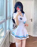 姬欲性感清純JK學生裝水手服主播空姐內(nèi)衣制服睡衣角色扮演攻速戰(zhàn)袍 圖片套裝+白藍學生襪 M 【80-110斤】 曬單實拍圖