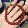 石玥珠寶收藏級8mm紅瑪瑙手串黃金桃花本命年轉運珠水晶瑪瑙手鏈男女士款 曬單實(shí)拍圖