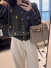 DAVEY MODE刺繡浣熊絨毛衣女外套女秋冬2025新款慵懶風(fēng)小個子針織開衫上衣 深灰色(高品質(zhì)) M 建議95-105斤 曬單實拍圖