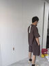 倉石一樹 KAZUKI KURAISHI夏季新款短袖工裝襯衫男士短褲一套時尚百搭簡約純色上衣兩件套裝 紫色 XL 【140-155斤】 曬單實拍圖