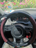 HOCASEN奧迪汽車方向盤套真皮碳纖維吸汗防滑超薄a6l/a4l/a3/a7l/q3/q5l 圓形/碳纖皮-酒紅-奧迪標(biāo) 曬單實(shí)拍圖