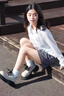 QIPUSEN品牌小皮鞋女厚底增高金屬扣樂福鞋女2025秋季新品女鞋百搭鞋子女 白色 34 曬單實拍圖