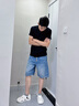 馬克華菲天絲薄款復古牛仔短褲男2025夏季寬松直筒休閑中褲冰絲五分褲子男 曬單實(shí)拍圖