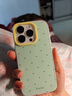 康思琦可愛多巴胺純色適用蘋果14promax果凍手機殼iPhone16防摔15pro情侶13/12新款防摔11plus簡約手機套 ins鏡頭撞色【綠底黃+波點】-多巴胺軟殼 IPhone 16 Pro 曬單實拍圖