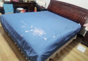 雅鹿家紡 全棉磨毛四件套純棉100輕奢刺繡高級被套床單被罩床上用品 茹伊-賓利藍(lán)(吸濕透氣) 1.8m床單款四件套(被套200x230cm 曬單實(shí)拍圖