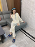 韓姿朵（Hanziduo）七夕禮物雙層紗布棉紗情侶睡衣女春秋款純棉麻長(zhǎng)袖嬰兒棉男家居服 3221女 L 曬單實(shí)拍圖