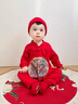 G.DUCKKIDS小黃鴨童裝寶寶周歲禮服嬰兒衣服春秋季新款抓周百天滿月服外出服 紅色 80cm 80尺碼9-12個月建議寶寶75 曬單實拍圖