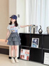 女童時(shí)尚套裝洋氣時(shí)髦裙子2025超火夏裝兒童夏季新款夏天好看衣服 套裝【灰上衣+短裙】?jī)?nèi)有安全褲 140 曬單實(shí)拍圖