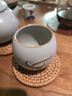 青澹汝窯茶杯茶具主人杯家用陶瓷茶盞景德鎮青瓷純手工杯子金牛杯 金牛杯約80ml  開(kāi)片可養 天青色 曬單實(shí)拍圖