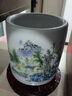 時(shí)鳥(niǎo)景德鎮陶瓷筆筒中式招財擺件毛筆定制筆筒大容辦公室書(shū)房桌面收納 藍山水(無(wú)底座) 曬單實(shí)拍圖
