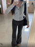 浪莎微喇叭褲女春秋季2025新款高腰顯瘦闊腿休閑運動褲小個子美式衛(wèi)褲 深灰色 【春秋款】 L （適合111-125斤） 曬單實拍圖