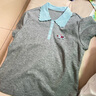 Olrain歐芮兒撞色波浪邊polo領(lǐng)設計感T恤女夏季2025新款短袖上衣 灰色 S 曬單實(shí)拍圖