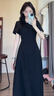 LIZONGXI法式赫本風(fēng)黑色連衣裙子女夏季2025新款高級感禮服裙氣質(zhì)收腰長裙 黑色【短袖長款】 M 【101-110斤】 曬單實拍圖