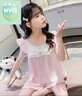 WVD國際品牌女童冰絲吊帶睡衣空調(diào)服公主風(fēng)套裝 粉色背心荷葉袖白色蝴蝶結(jié)套裝 120 cm 曬單實拍圖