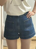 UR2025春季新款女裝時(shí)尚復古休閑洗水百搭牛仔短褲UYU850054 藍色 28 曬單實(shí)拍圖
