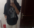 初語(yǔ)寬松小狗印花T恤女2025夏季新款圓領(lǐng)棉質(zhì)甜酷短袖上衣 黑色 S 曬單實(shí)拍圖