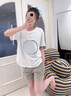 莫代爾睡衣女款夏季棉可外穿簡(jiǎn)約短袖大碼家居服夏天薄款條紋短褲套裝 HMT-916(舒適涼感爽棉) L 100-120斤) 曬單實(shí)拍圖