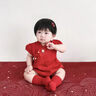 G.DUCKKIDS小黃鴨包屁衣嬰兒滿月衣服夏季周歲禮服女寶寶公主哈衣國(guó)風(fēng)連體衣 鈴鐺紅色 66cm 尺碼0-3個(gè)月6斤-12斤 曬單實(shí)拍圖