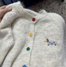 妃奧絨秋冬糖果色扣子毛衣開(kāi)衫女小狗刺繡軟糯外套甜美百搭復古針織上衣 圖片色 M 曬單實(shí)拍圖