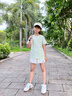 OVE女童運動速干套裝夏季2025新款兒童跑步羽毛球訓(xùn)練服冰絲短袖短褲 18530白色+19146綠色 150 曬單實拍圖